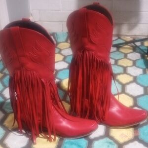 Red Fringe Western Boots